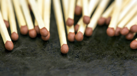 Match, matches close-up on a grunge background, web banner with copy space