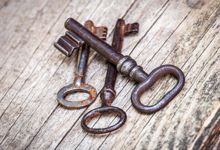 Antique success keys. Life coaching, mentor, solution concept.の写真素材