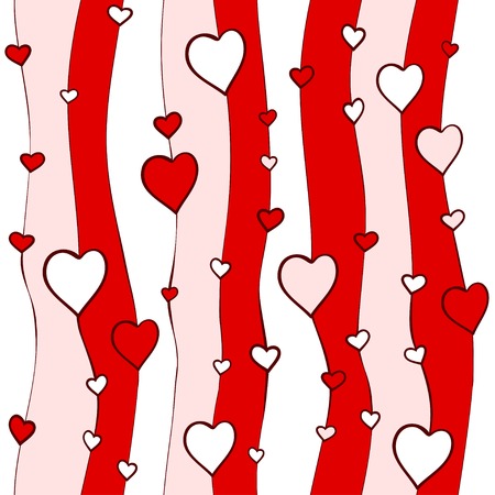 Seamless from hearts and strips of red pink and white colorsのイラスト素材