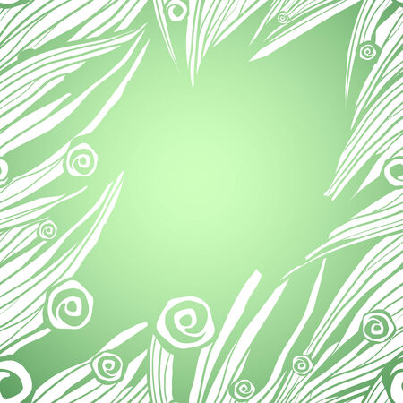 green abstract background with white flowers and grassのイラスト素材