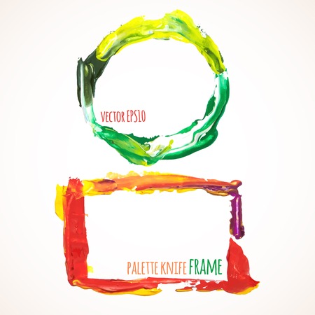 Vector illustration. Set of colorful frames, painted with a palette knifeのイラスト素材