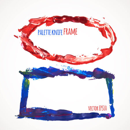 Vector illustration. Set of colorful frames, painted with a palette knifeのイラスト素材
