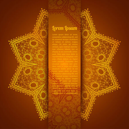 vector illustration. Background with gold lace circular ornament and place for textのイラスト素材