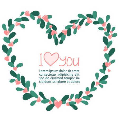 Vector illustration. Vintage herbal frame for valentines dayのイラスト素材