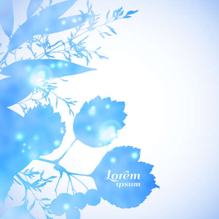 Vector illustration. Bright spring background with element of grass and leavesのイラスト素材