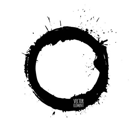 illustration. Set of blots and splashes, black silhouettes on a white backgroundのイラスト素材