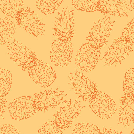 illustration. Seamless pattern of pineapples. sketch.のイラスト素材