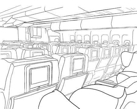 illustration. sketch - the aircraft cabin on a white backgroundのイラスト素材