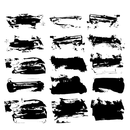 illustration. Brush Collection - grungy brush strokes isolated on white backgroundのイラスト素材