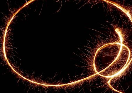 sparkler trace on a black backgroundの写真素材