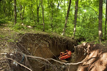 how car wreck get to this sceneの写真素材