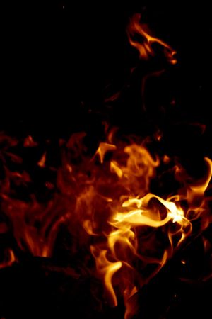 Fire isolated on a black background.