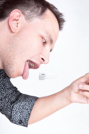 young man playing the foolの写真素材