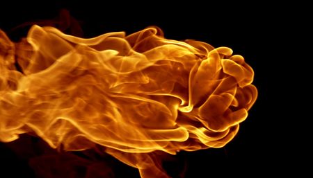 Fire isolated on a black background.