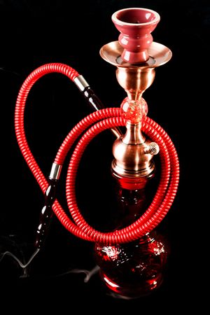 Red hookah on a black backgroundの写真素材
