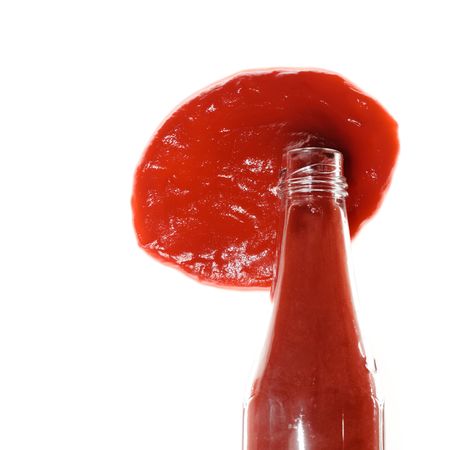 Ketchup on white.の写真素材