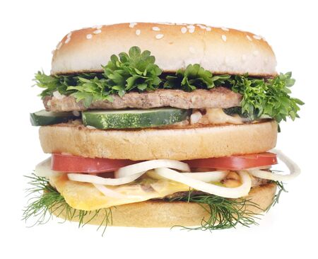 Cheeseburger isolated on white background.の写真素材