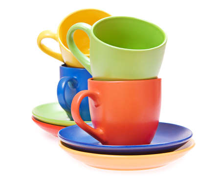 Color cups isolated on white background.の写真素材