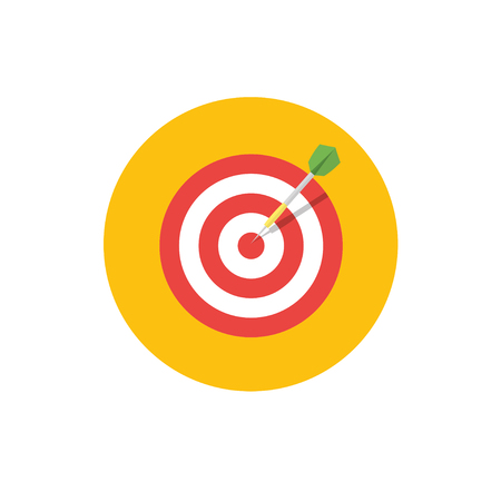Goal Icon - vector illustration. Target symbol on yellow background - round color icon. For website graphics, mobile apps, web page layout design.のイラスト素材