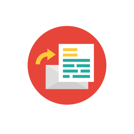 Letter Icon in flat style- vector illustration. Mail has arrived concept. Letter symbol on red background - round color ico. Homepage concept. For website graphics, mobile apps, web page layout design.のイラスト素材