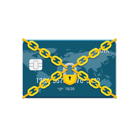 Payment concept in flat style. Credit Card and lock vector illustration.の写真素材