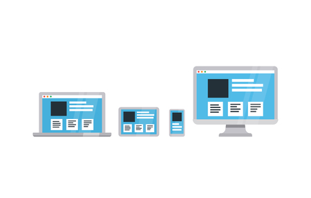Responsive web design on different devices; Flat vector illustration.のイラスト素材