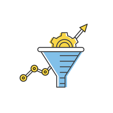 Conversion Rate Optimization - vector illustration. Sales funnel vector line icon. Internet marketing conversion concept.のイラスト素材