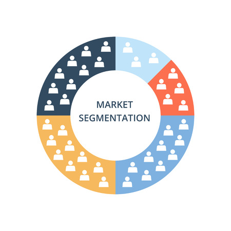 Market Segmentation vector icon. Color circle divided into segments business concept.のイラスト素材