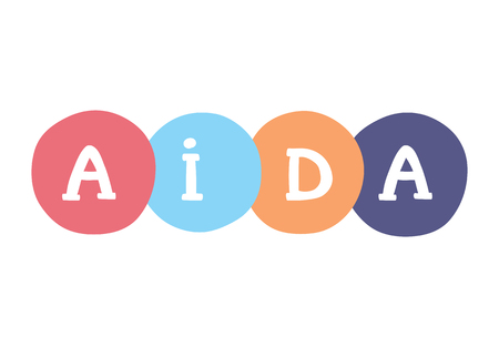 AIDA handwritten concept. Attention, Interest, Desire and Action - vector business illustration.のイラスト素材