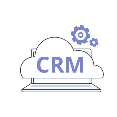 CRM outline vector icon. Organization of data on work with clients, Customer Relationship Management concept.のイラスト素材