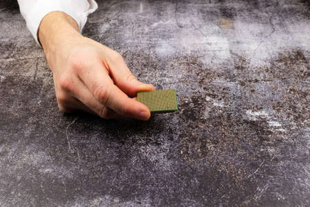 Composition of various computer components on a dark background similar to cement, different...