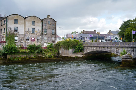 Historic Bridge and River in Irelandの写真素材