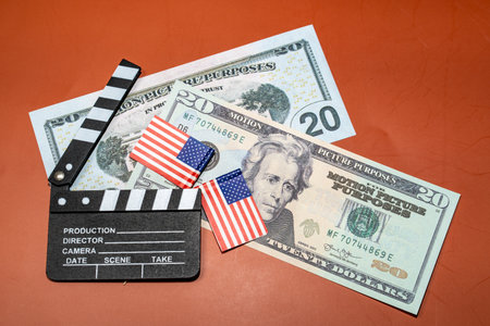 Movie Finance: Clapper and Dollarsの写真素材