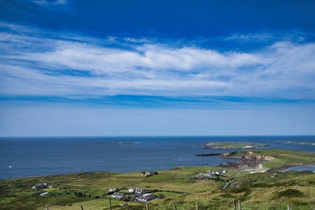 Irish Coastline Under a Blue Skyの写真素材