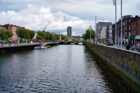 Dublins Liffey River and Cityscape