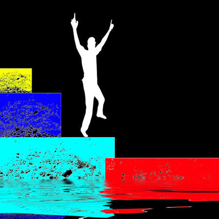 man jumping for joyの写真素材