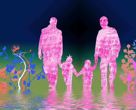 happy family holding hands,の写真素材