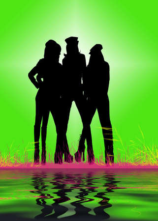 set in a night club dancing girlsの写真素材