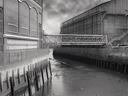 old buildings on a riverの写真素材