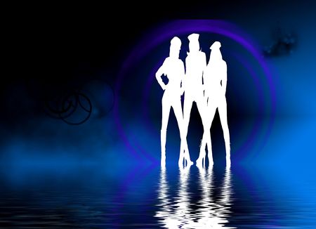 set in a night club dancing girlsの写真素材