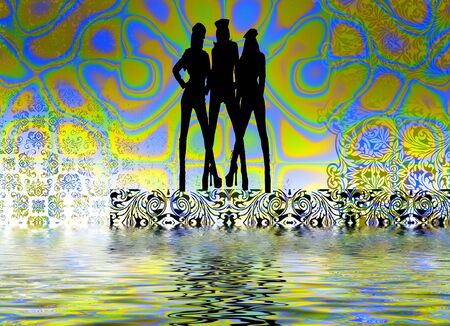 set in a night club dancing girlsの写真素材