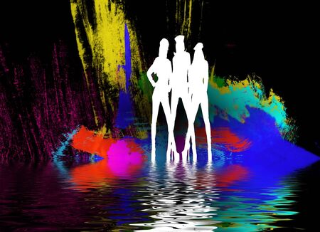 set in a night club dancing girlsの写真素材