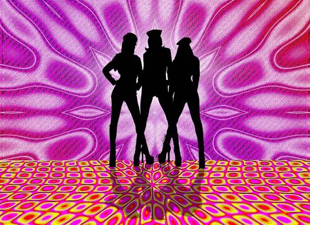 set in a night club dancing girlsの写真素材