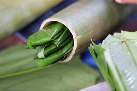 Bamboo Rice Preparationの写真素材