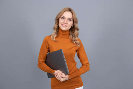 modern wireless laptop. programmer use pc. businesswoman with laptop.の写真素材