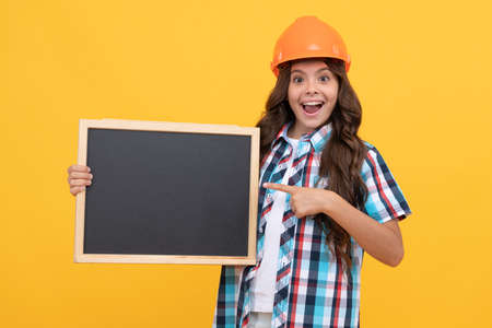 kid presenting novelty information. childhood education. copy space for announcement.の写真素材