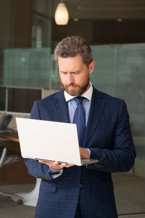 concentrated programmer man use pc. entrepreneur or manager. agile business.の写真素材