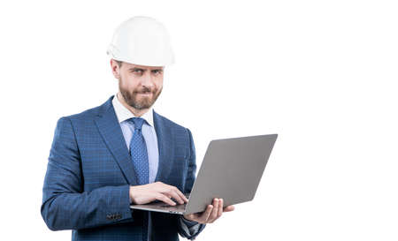 data protection. internet security. businessman with laptop. copy space architect planning work.の写真素材