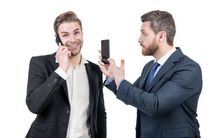 men partners gesturing at business negotiations. live business communication.の写真素材