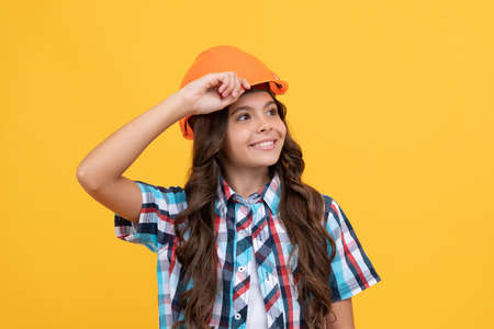 improve your childhood. future engineer. workers day. making repairs. cheerful teen girlの写真素材